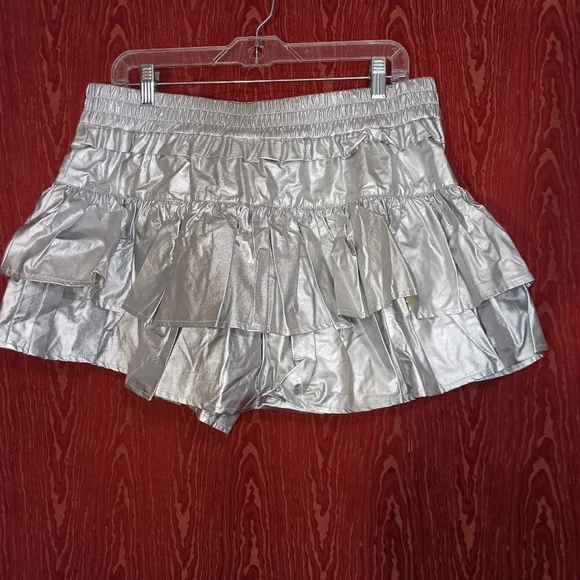 SHUG La La Silver Ruffled Skirt/Skort Women's S M L NWT